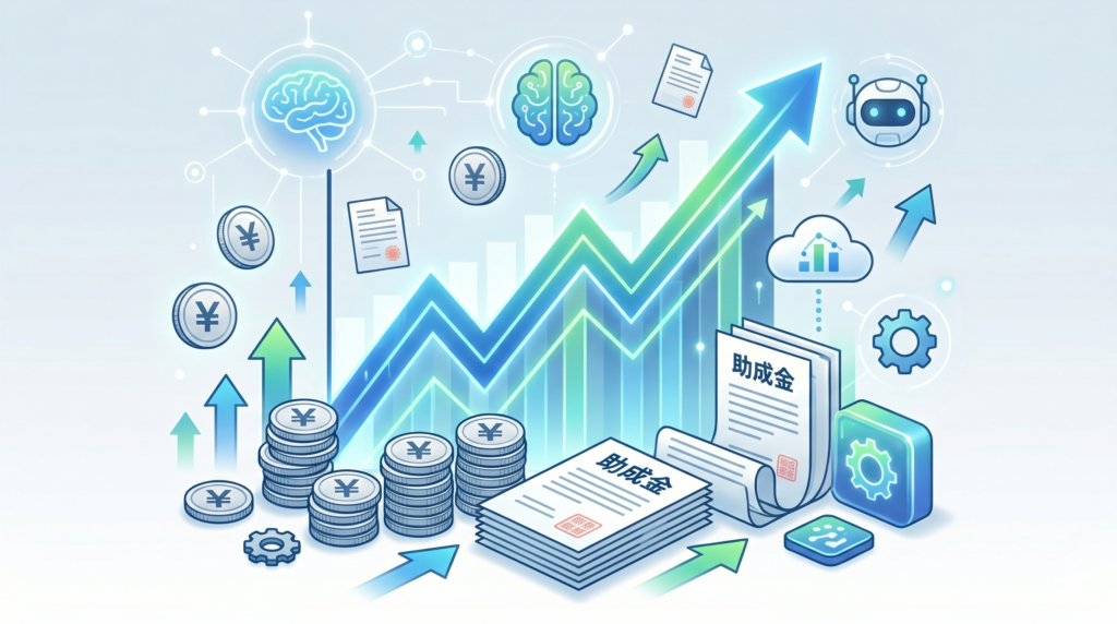 費用と助成金を活用した、AI研修導入コスト削減のイメージイラスト