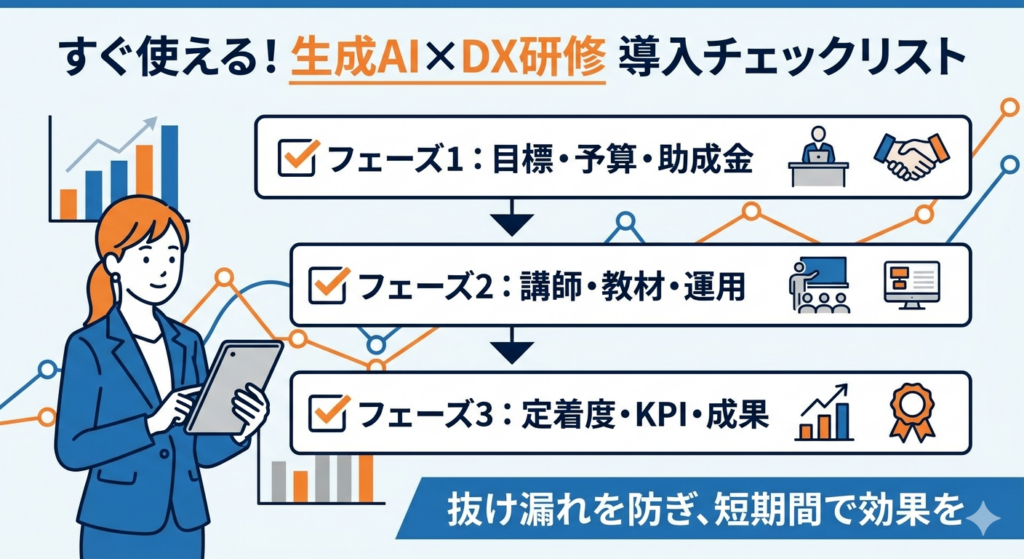 生成AI・DX研修導入チェックリスト（3フェーズ）